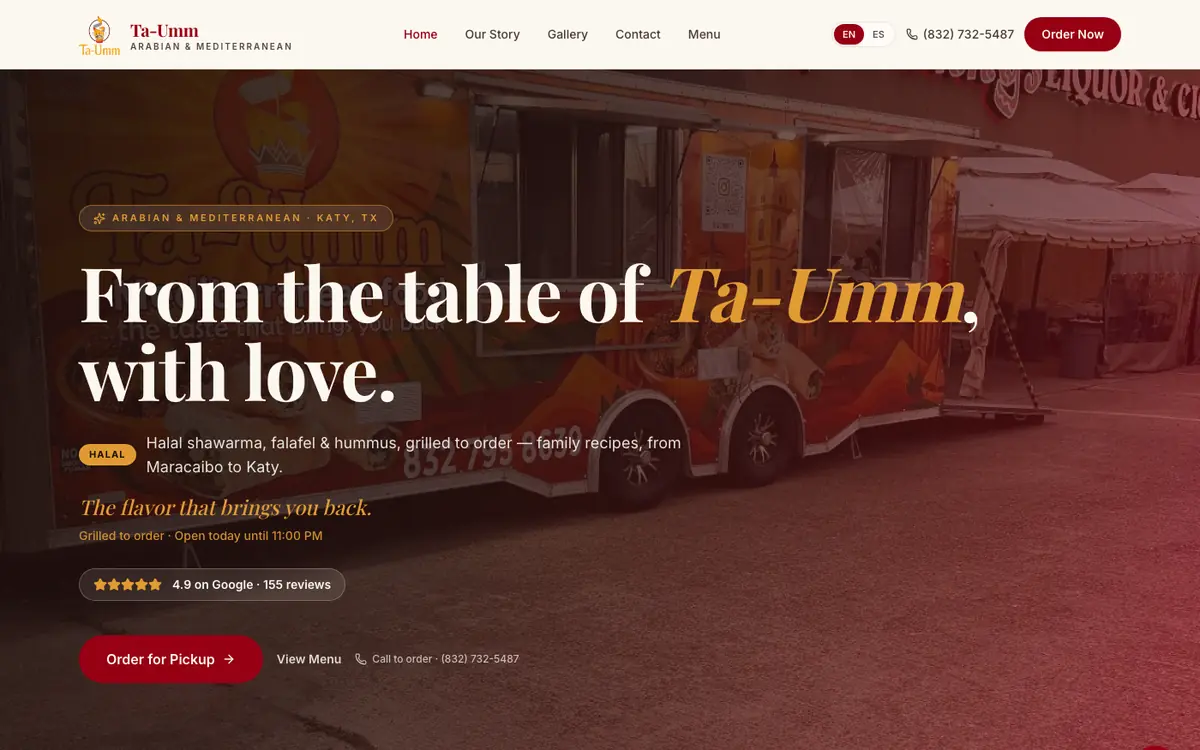 Sitio web de Ta-Umm Mediterranean Food